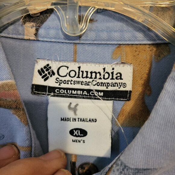 Columbia River Lodge Shirt Mens XL Blue Angler Tackle Fish Novelty - Picture 6 of 6